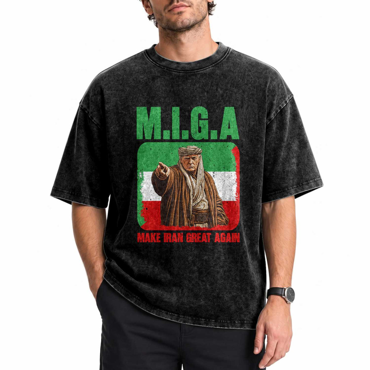 Make Iran Great Again Washed Cotton T-Shirt Free Iran Protest