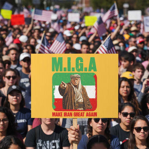 Make Iran Great Again Protest Sign Free Iran Protest TS12 Horizontal 18" × 24" Yellow Print Your Wear