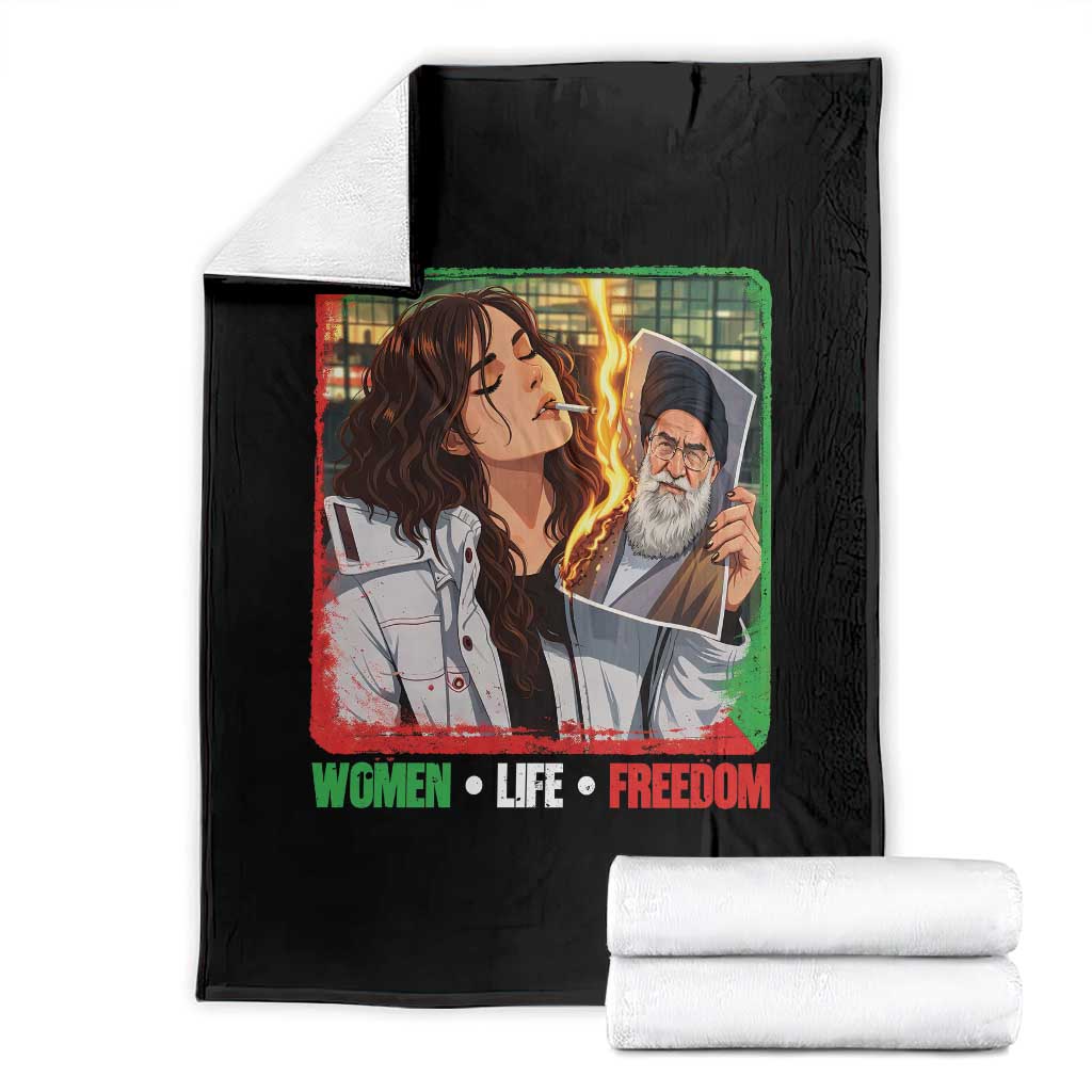 Woman Life Freedom Throw Blanket Free Iran Movement Gift For Iranian Women TS12 Black Print Your Wear