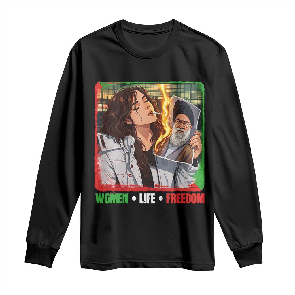 Woman Life Freedom Long Sleeve Shirt Free Iran Movement Gift For Iranian Women TS12 Black Print Your Wear