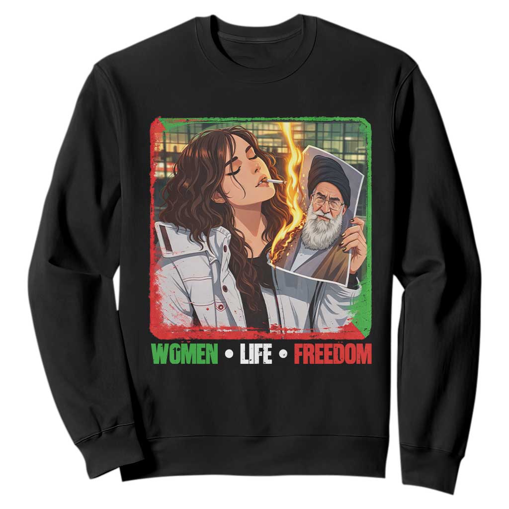 Woman Life Freedom Sweatshirt Free Iran Movement Gift For Iranian Women TS12 Black Print Your Wear