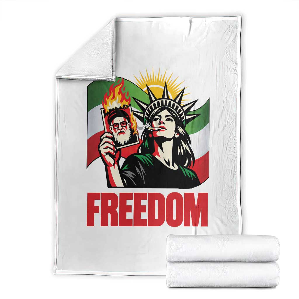 Woman Life Freedom Throw Blanket Free Iran Protest Resistance Movement TS12 White Print Your Wear