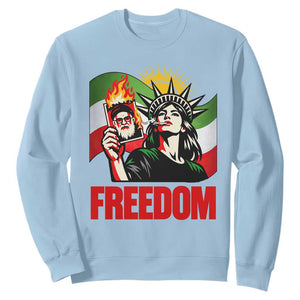 Woman Life Freedom Sweatshirt Free Iran Protest Resistance Movement TS12 Light Blue Print Your Wear