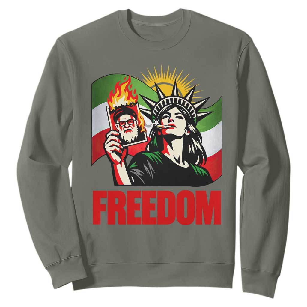 Woman Life Freedom Sweatshirt Free Iran Protest Resistance Movement TS12 Military Green Print Your Wear