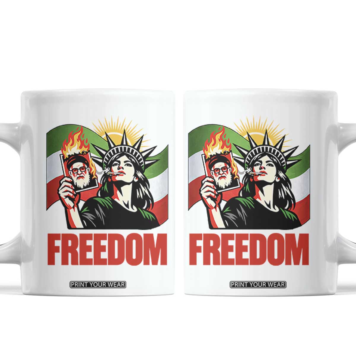 Woman Life Freedom Coffee Mug Free Iran Protest Resistance Movement TS12 White Print Your Wear