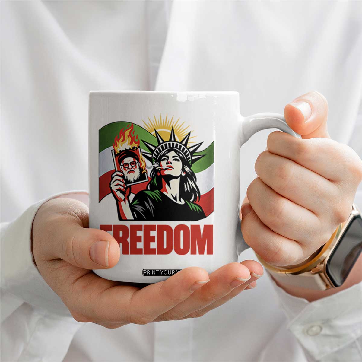 Woman Life Freedom Coffee Mug Free Iran Protest Resistance Movement TS12 Print Your Wear