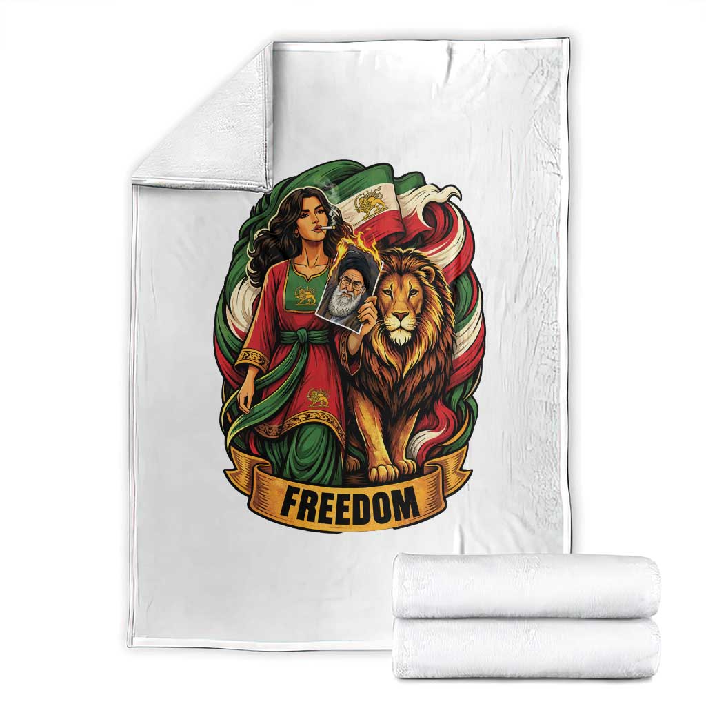 Woman Life Freedom Throw Blanket Iranian Women Resistance Pride TS12 White Print Your Wear