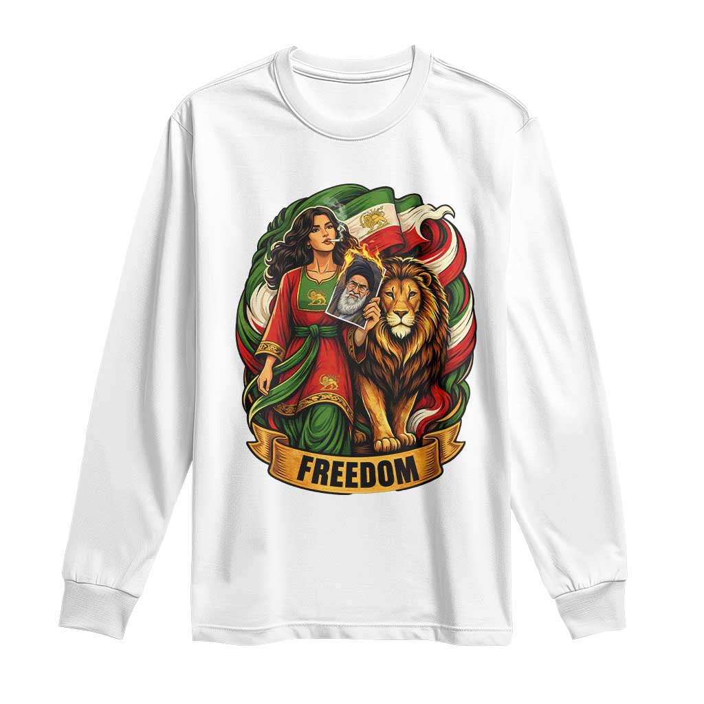 Woman Life Freedom Long Sleeve Shirt Iranian Women Resistance Pride TS12 White Print Your Wear