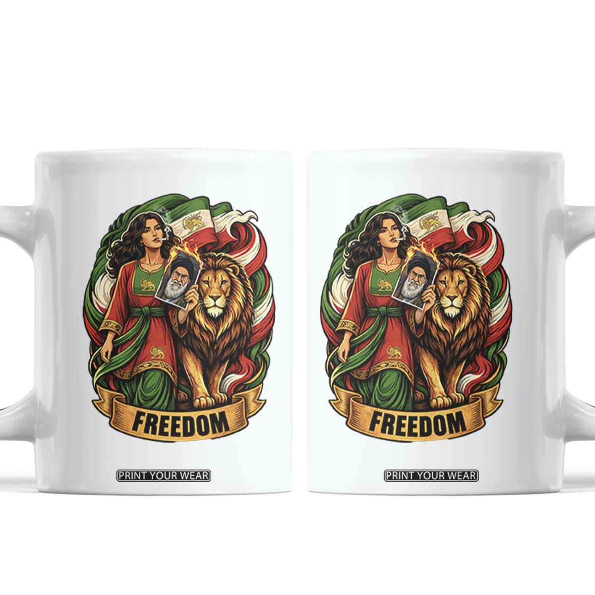 Woman Life Freedom Coffee Mug Iranian Women Resistance Pride TS12 White Print Your Wear