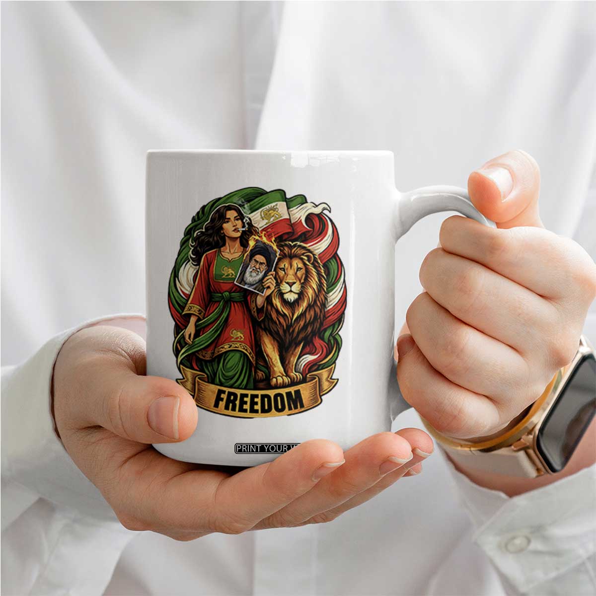 Woman Life Freedom Coffee Mug Iranian Women Resistance Pride TS12 Print Your Wear
