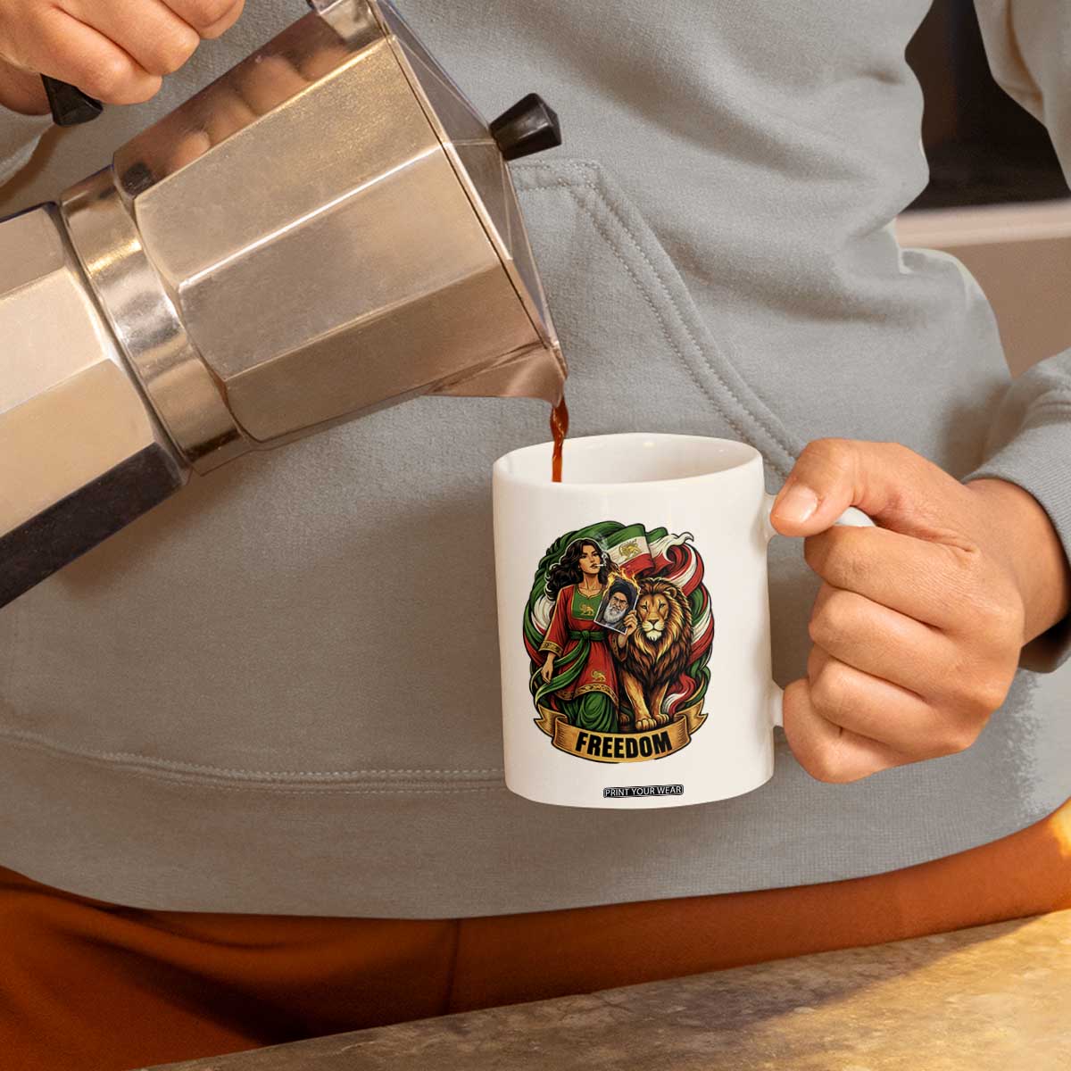 Woman Life Freedom Coffee Mug Iranian Women Resistance Pride TS12 Print Your Wear
