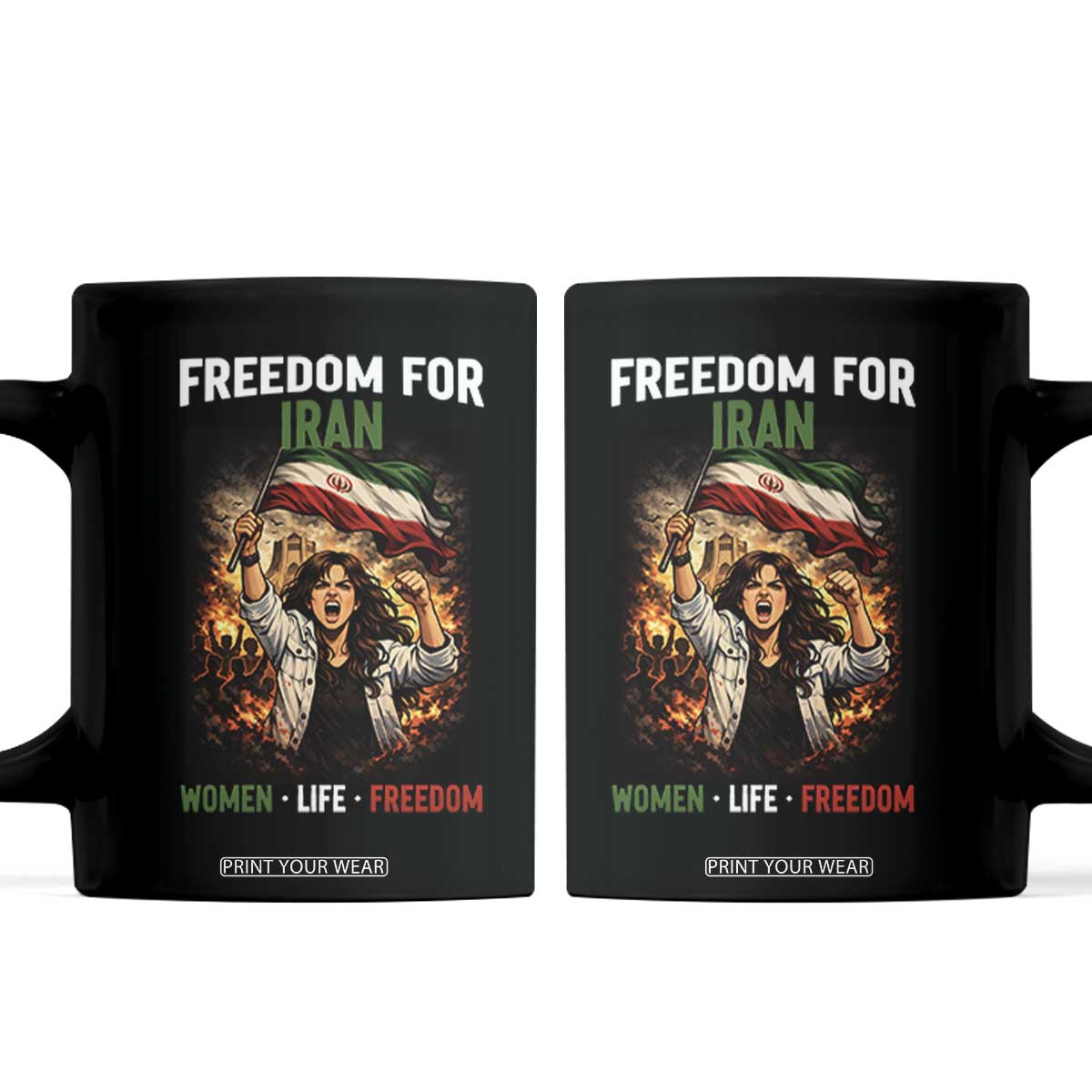 Iran Womens Protest Coffee Mug Freedom For Iran Resistance Movement TS12 Black Print Your Wear