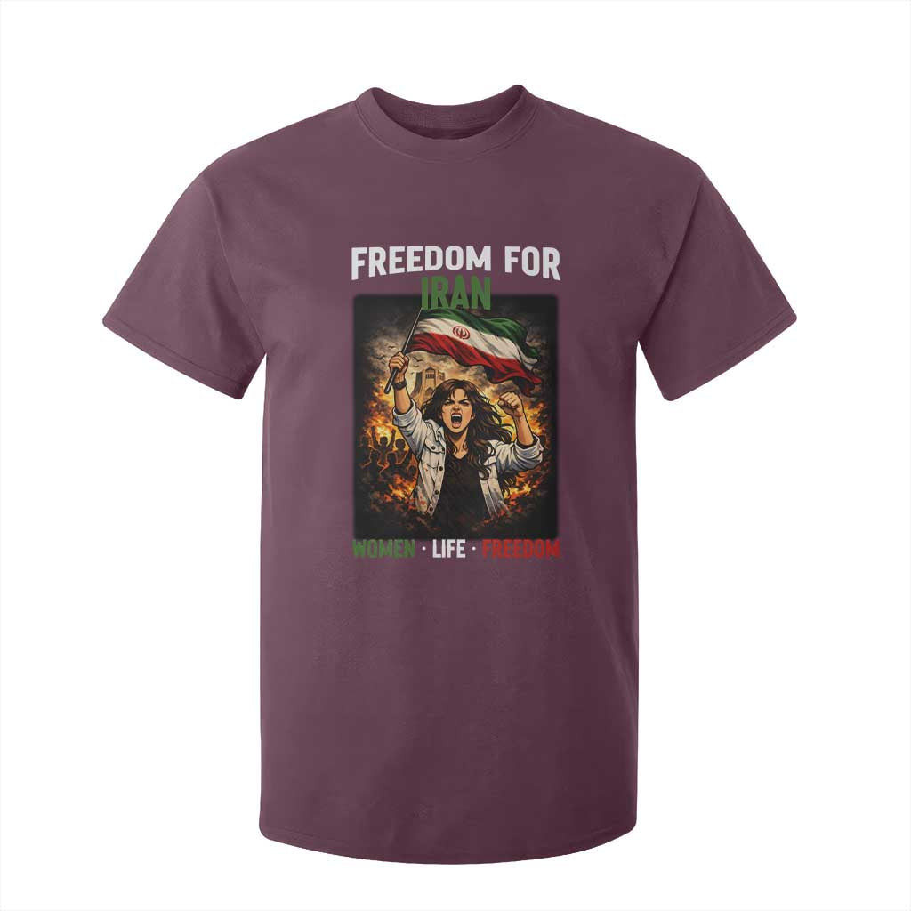 Iran Womens Protest T Shirt For Kid Freedom For Iran Resistance Movement TS12 Maroon Print Your Wear