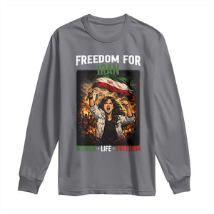 Iran Womens Protest Long Sleeve Shirt Freedom For Iran Resistance Movement TS12 Charcoal Print Your Wear