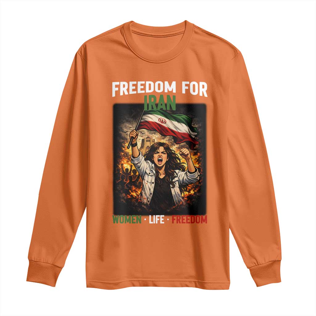 Iran Womens Protest Long Sleeve Shirt Freedom For Iran Resistance Movement TS12 Orange Print Your Wear