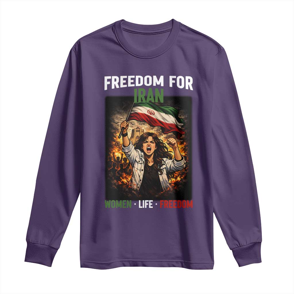 Iran Womens Protest Long Sleeve Shirt Freedom For Iran Resistance Movement TS12 Purple Print Your Wear
