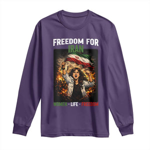 Iran Womens Protest Long Sleeve Shirt Freedom For Iran Resistance Movement TS12 Purple Print Your Wear