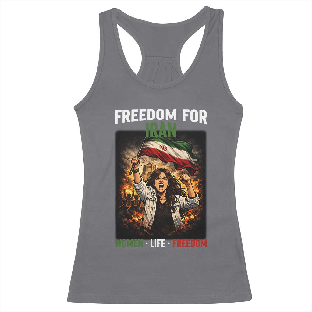 Iran Womens Protest Racerback Tank Top Freedom For Iran Resistance Movement TS12 Charcoal Print Your Wear