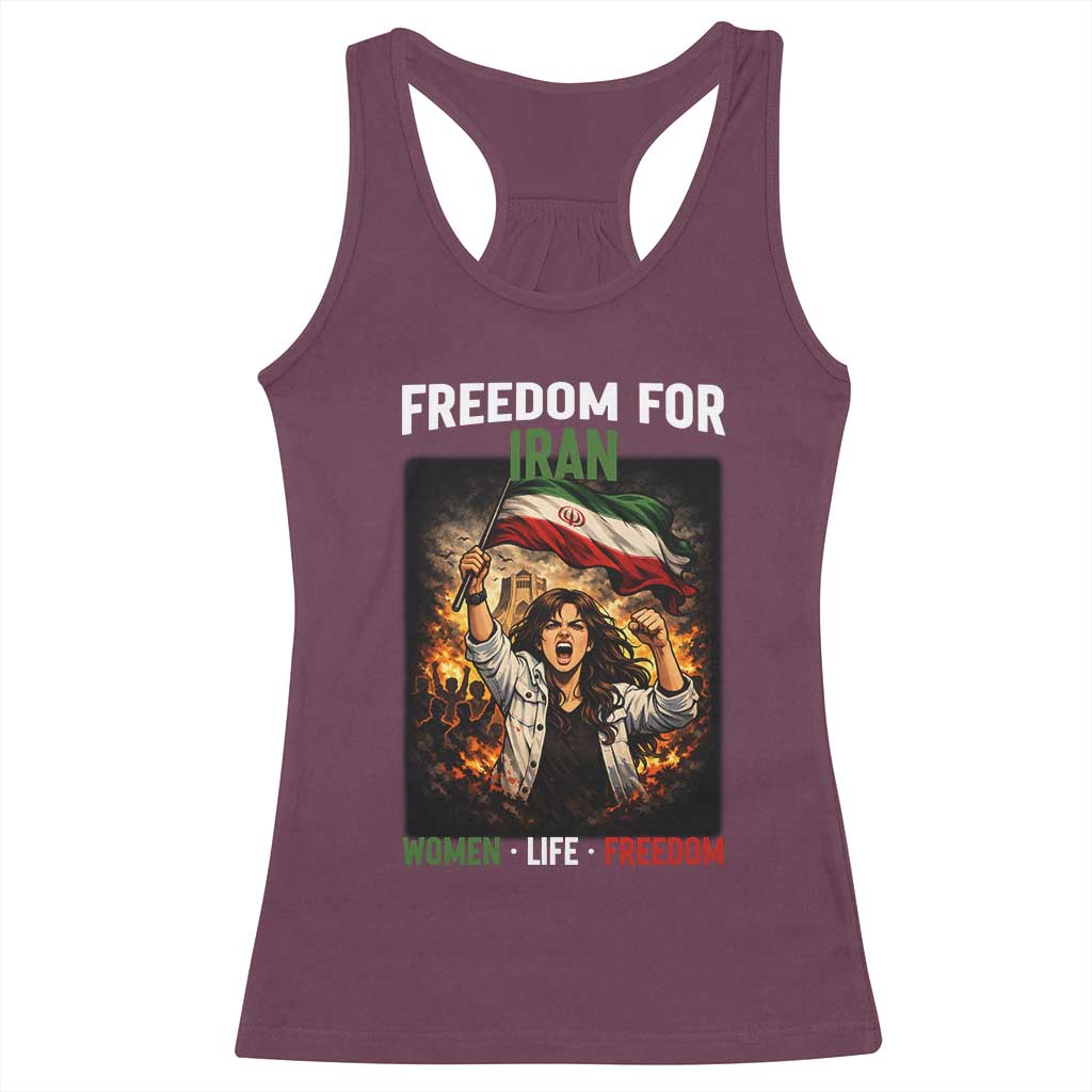 Iran Womens Protest Racerback Tank Top Freedom For Iran Resistance Movement TS12 Maroon Print Your Wear