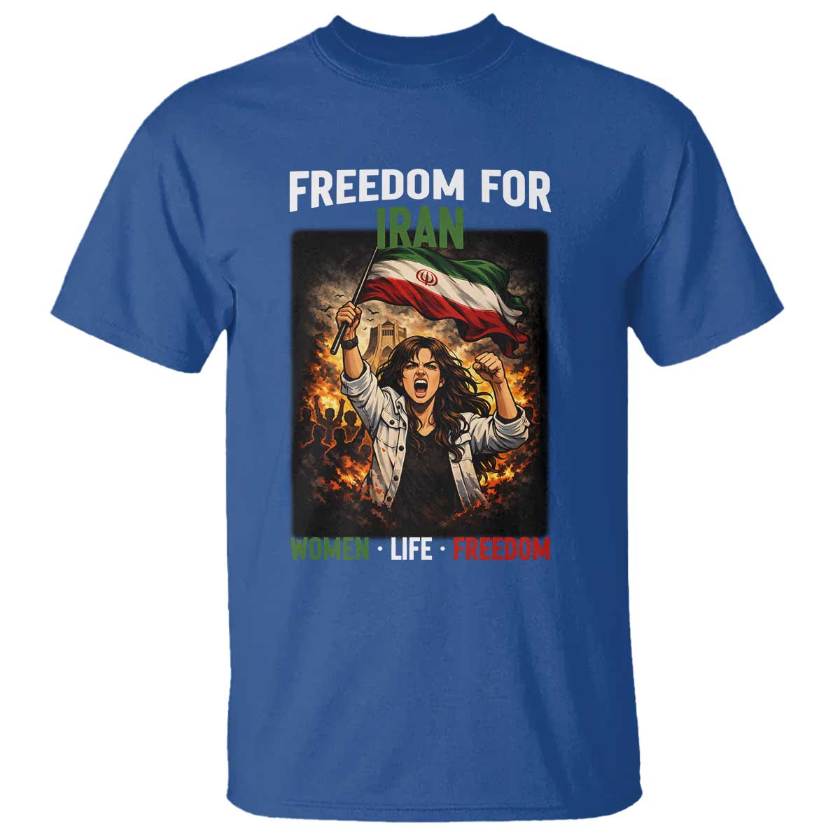 Iran Womens Protest T Shirt Freedom For Iran Resistance Movement TS12 Royal Blue Print Your Wear