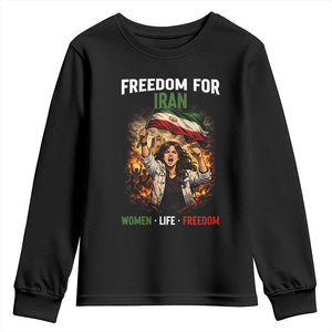 Iran Womens Protest Youth Sweatshirt Freedom For Iran Resistance Movement TS12 Black Print Your Wear