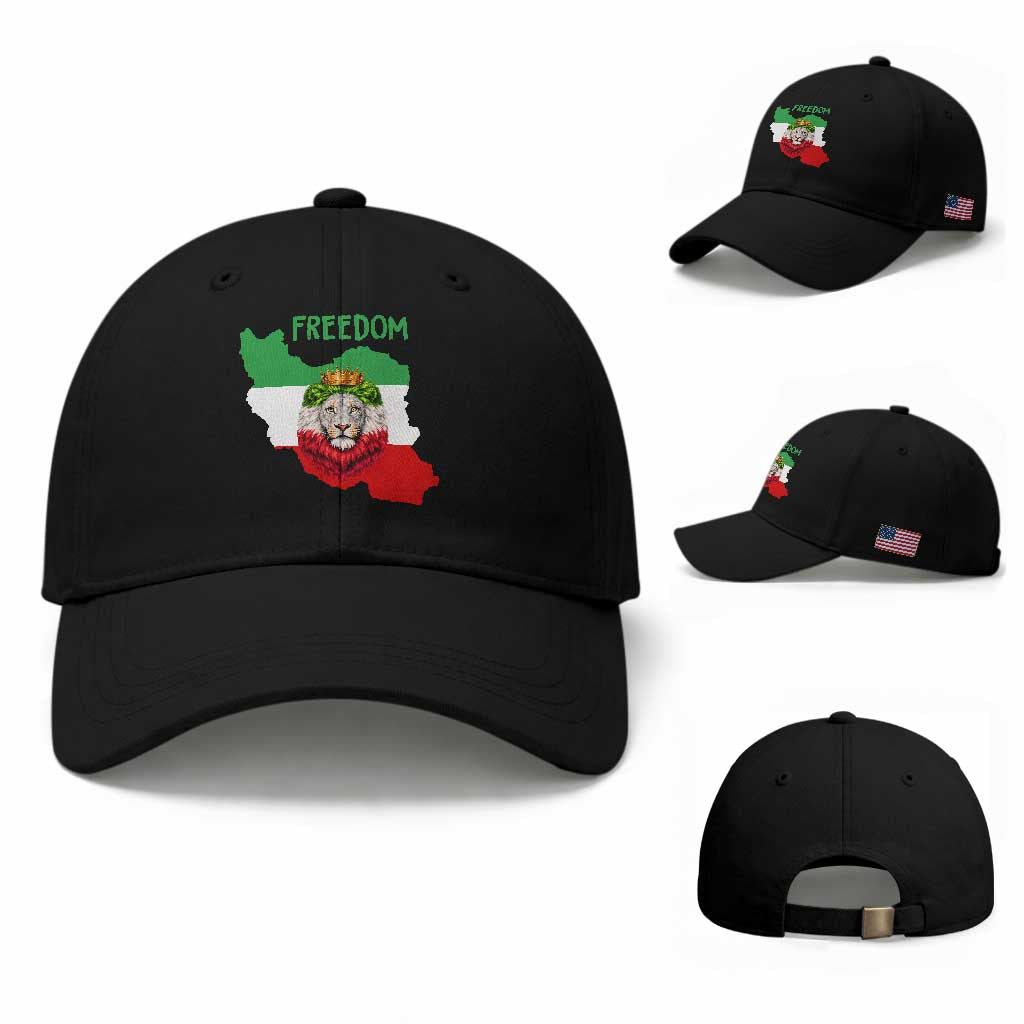 Freedom Iran Baseball Cap Patriotic Persian Lion Resistance Movement Gift TS12 Baseball Cap Universal Fit Black Print Your Wear