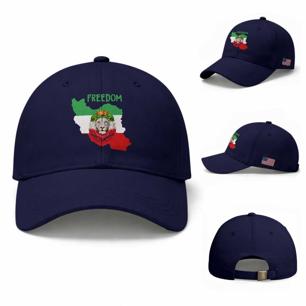 Freedom Iran Baseball Cap Patriotic Persian Lion Resistance Movement Gift TS12 Baseball Cap Universal Fit Dark Blue Print Your Wear