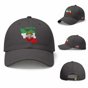 Freedom Iran Baseball Cap Patriotic Persian Lion Resistance Movement Gift TS12 Baseball Cap Universal Fit Dark Gray Print Your Wear