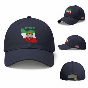 Freedom Iran Baseball Cap Patriotic Persian Lion Resistance Movement Gift TS12 Baseball Cap Universal Fit Navy Print Your Wear