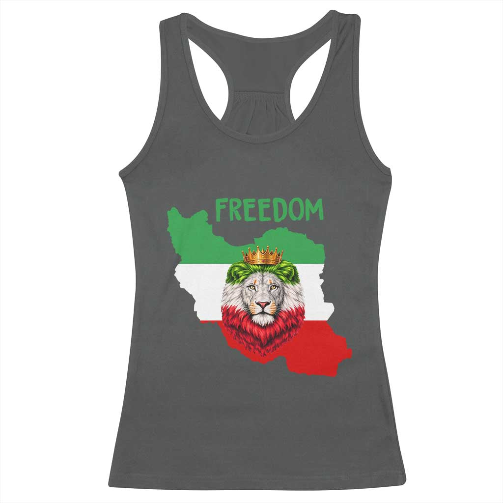 Freedom Iran Racerback Tank Top Patriotic Persian Lion Resistance Movement Gift TS12 Dark Heather Print Your Wear