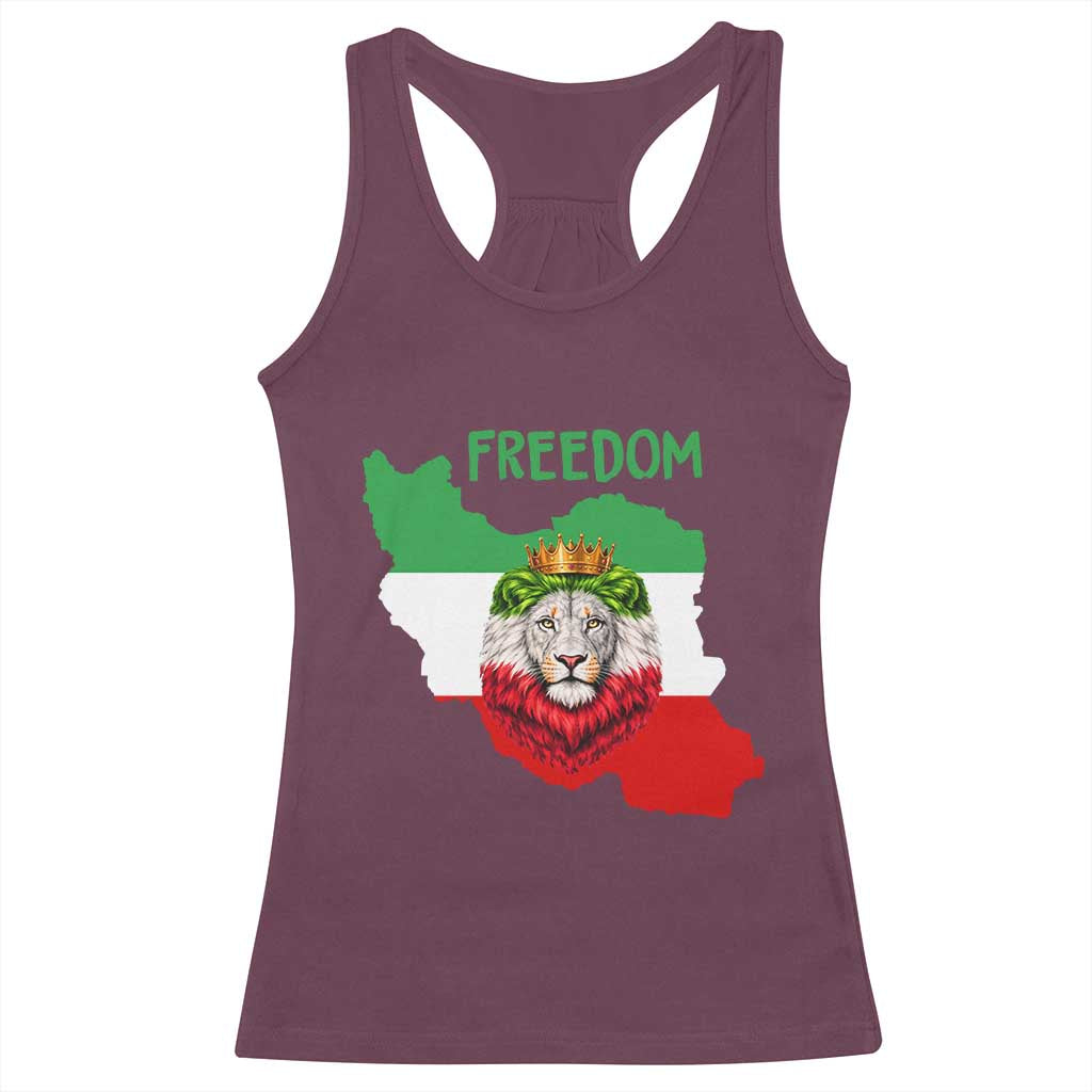 Freedom Iran Racerback Tank Top Patriotic Persian Lion Resistance Movement Gift TS12 Maroon Print Your Wear