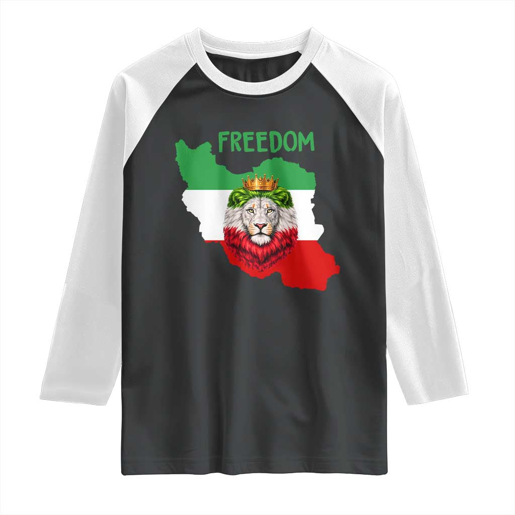 Freedom Iran Raglan Shirt Patriotic Persian Lion Resistance Movement Gift TS12 Black White Print Your Wear