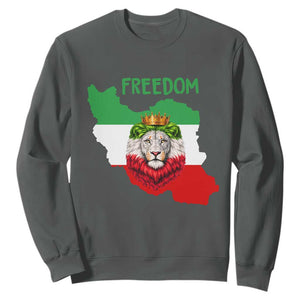 Freedom Iran Sweatshirt Patriotic Persian Lion Resistance Movement Gift TS12 Dark Heather Print Your Wear