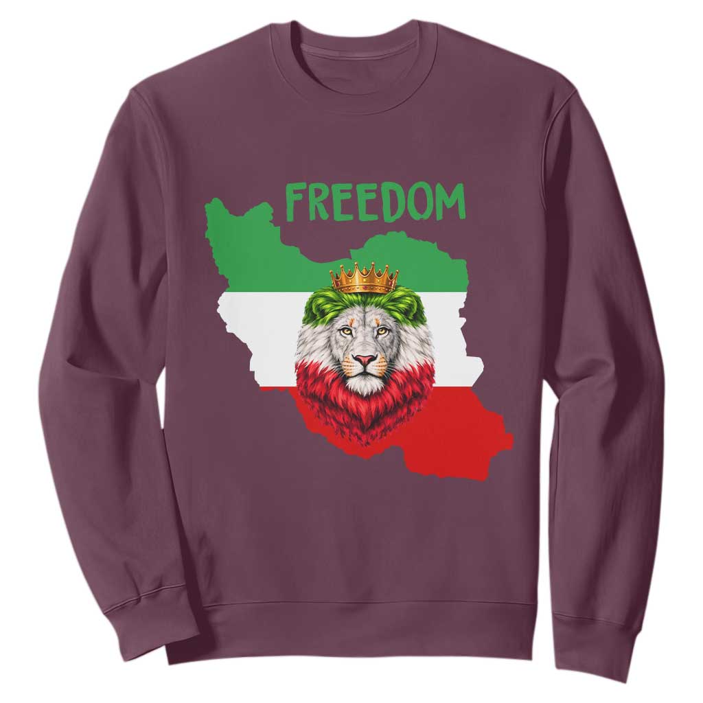 Freedom Iran Sweatshirt Patriotic Persian Lion Resistance Movement Gift TS12 Maroon Print Your Wear