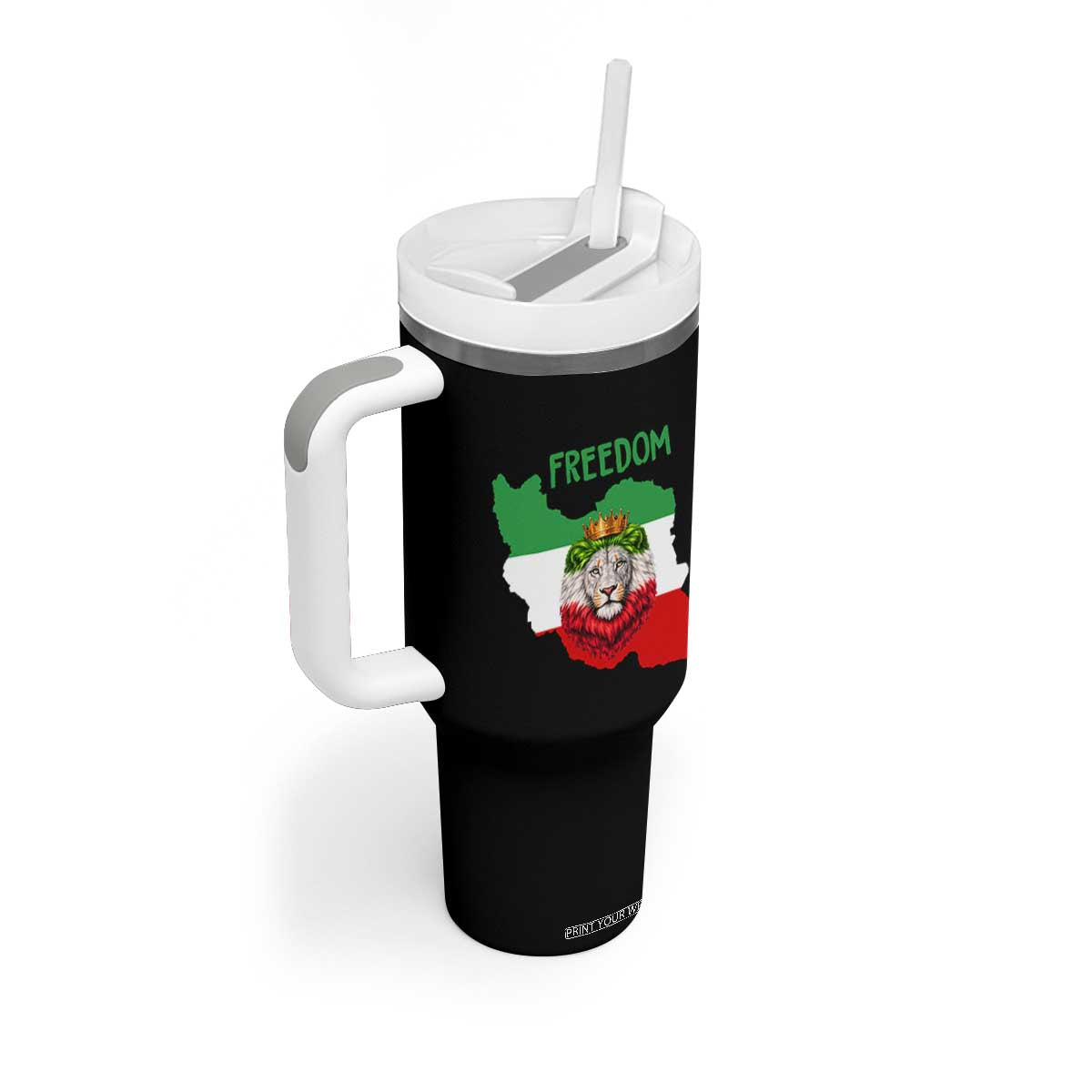 Freedom Iran Tumbler With Handle Patriotic Persian Lion Resistance Movement Gift TS12 Print Your Wear