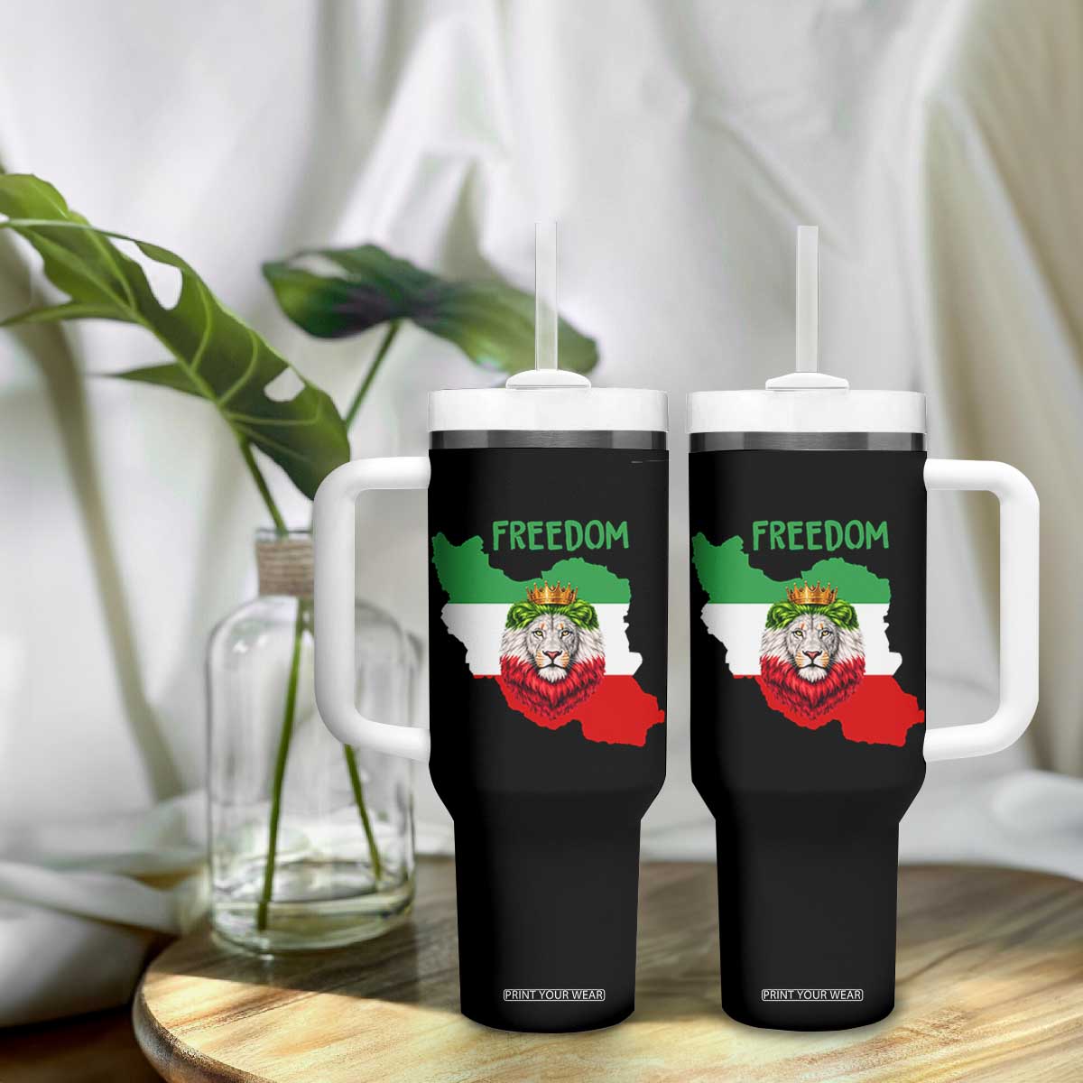Freedom Iran Tumbler With Handle Patriotic Persian Lion Resistance Movement Gift TS12 Print Your Wear