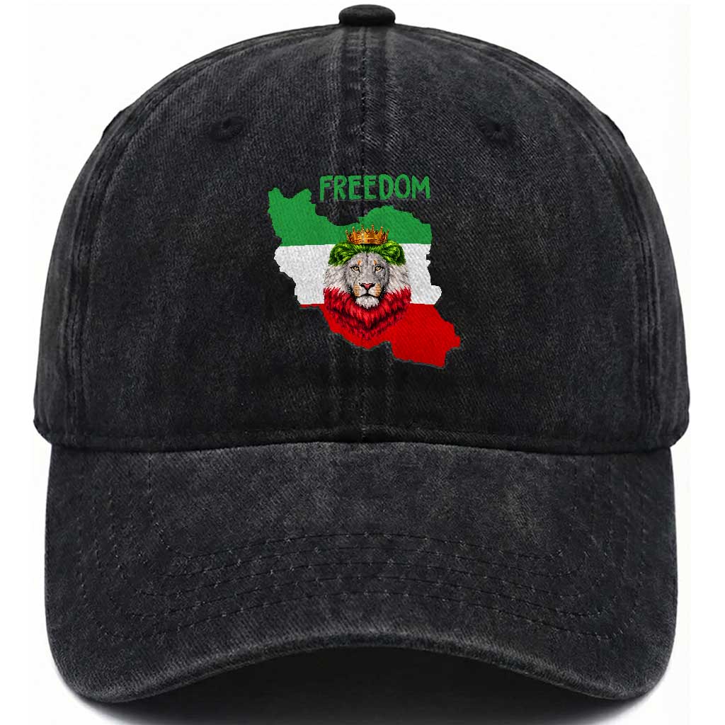 Freedom Iran Washed Cotton Baseball Cap Patriotic Persian Lion Resistance Movement Gift TS12 Print Your Wear