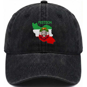 Freedom Iran Washed Cotton Baseball Cap Patriotic Persian Lion Resistance Movement Gift TS12 Print Your Wear