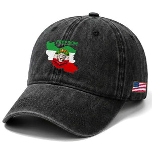 Freedom Iran Washed Cotton Baseball Cap Patriotic Persian Lion Resistance Movement Gift TS12 Print Your Wear