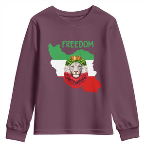 Freedom Iran Youth Sweatshirt Patriotic Persian Lion Resistance Movement Gift TS12 Maroon Print Your Wear