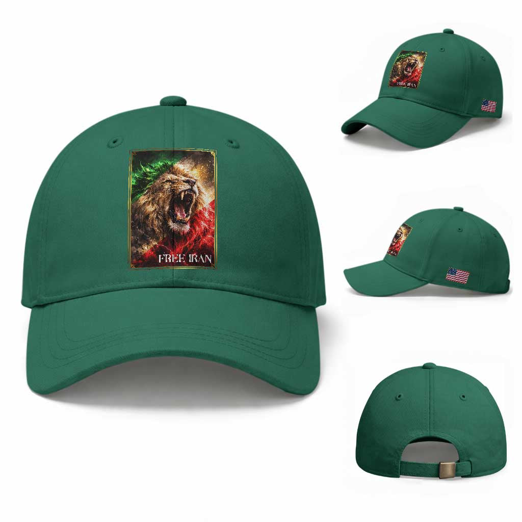 Free Iran Lion Baseball Cap Freedom Resistance Solidarity Movement Gift TS12 Baseball Cap Universal Fit Irish Green Print Your Wear