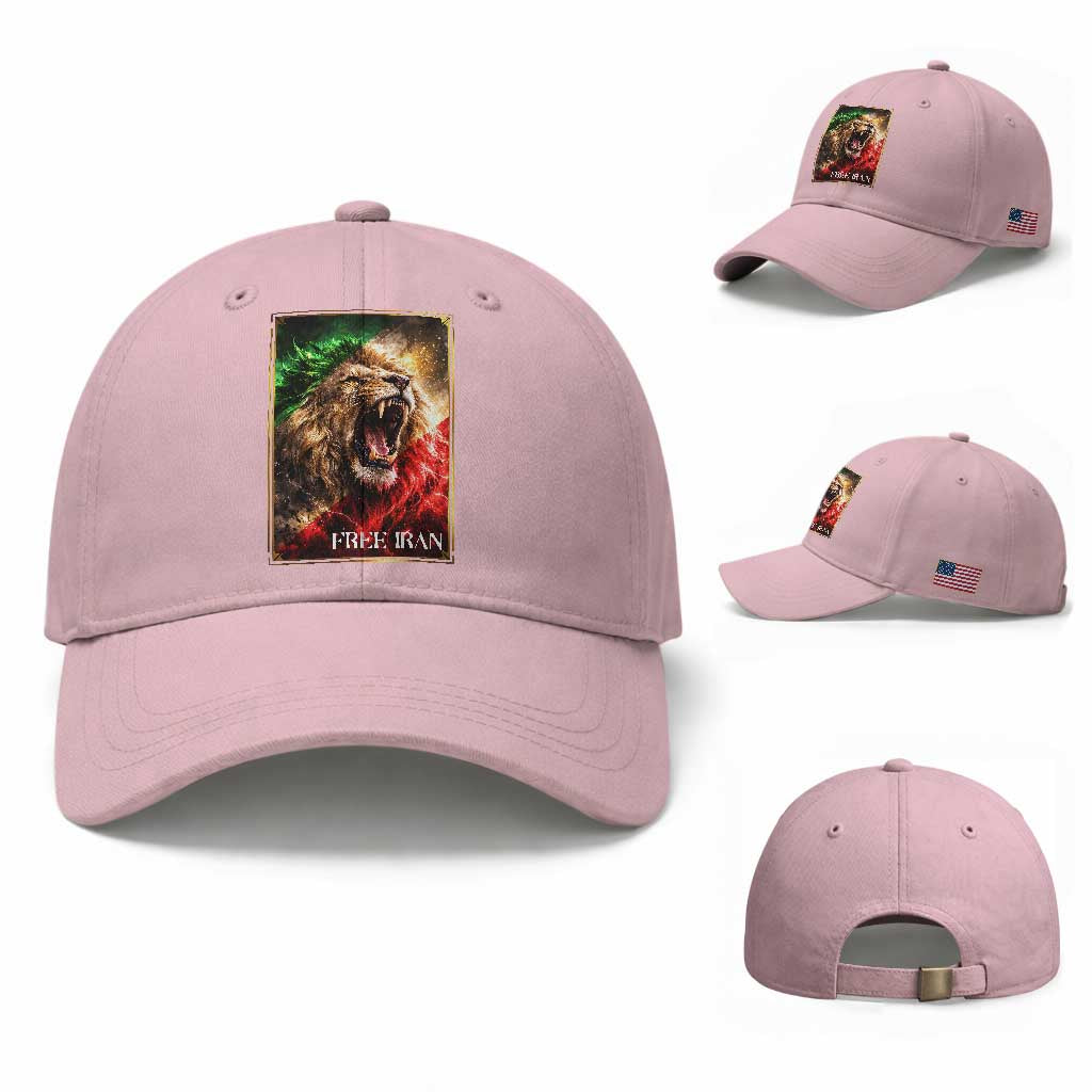 Free Iran Lion Baseball Cap Freedom Resistance Solidarity Movement Gift TS12 Baseball Cap Universal Fit Light Pink Print Your Wear