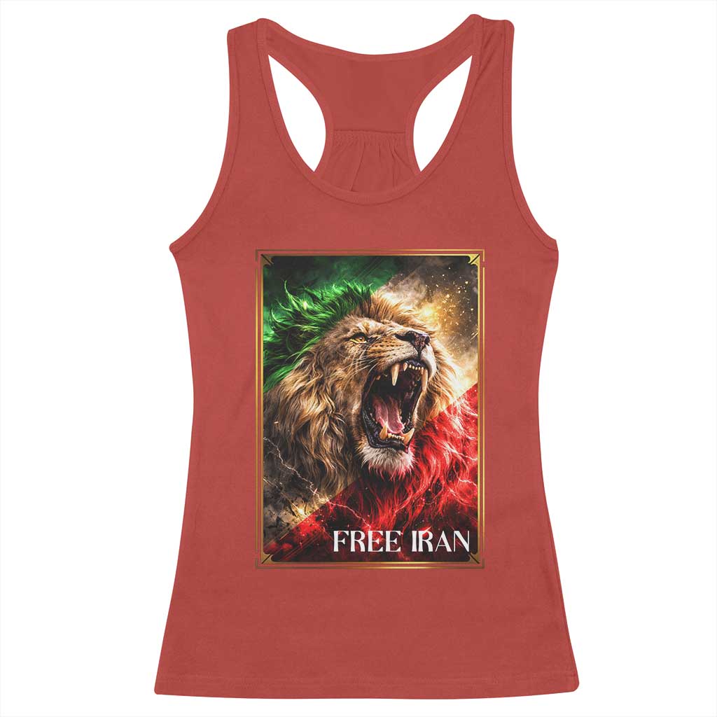 Free Iran Lion Racerback Tank Top Freedom Resistance Solidarity Movement Gift TS12 Red Print Your Wear