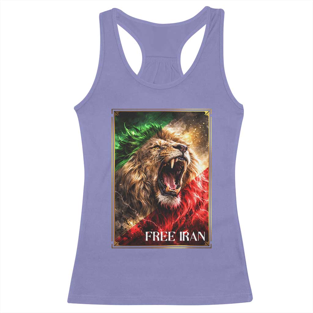 Free Iran Lion Racerback Tank Top Freedom Resistance Solidarity Movement Gift TS12 Violet Print Your Wear