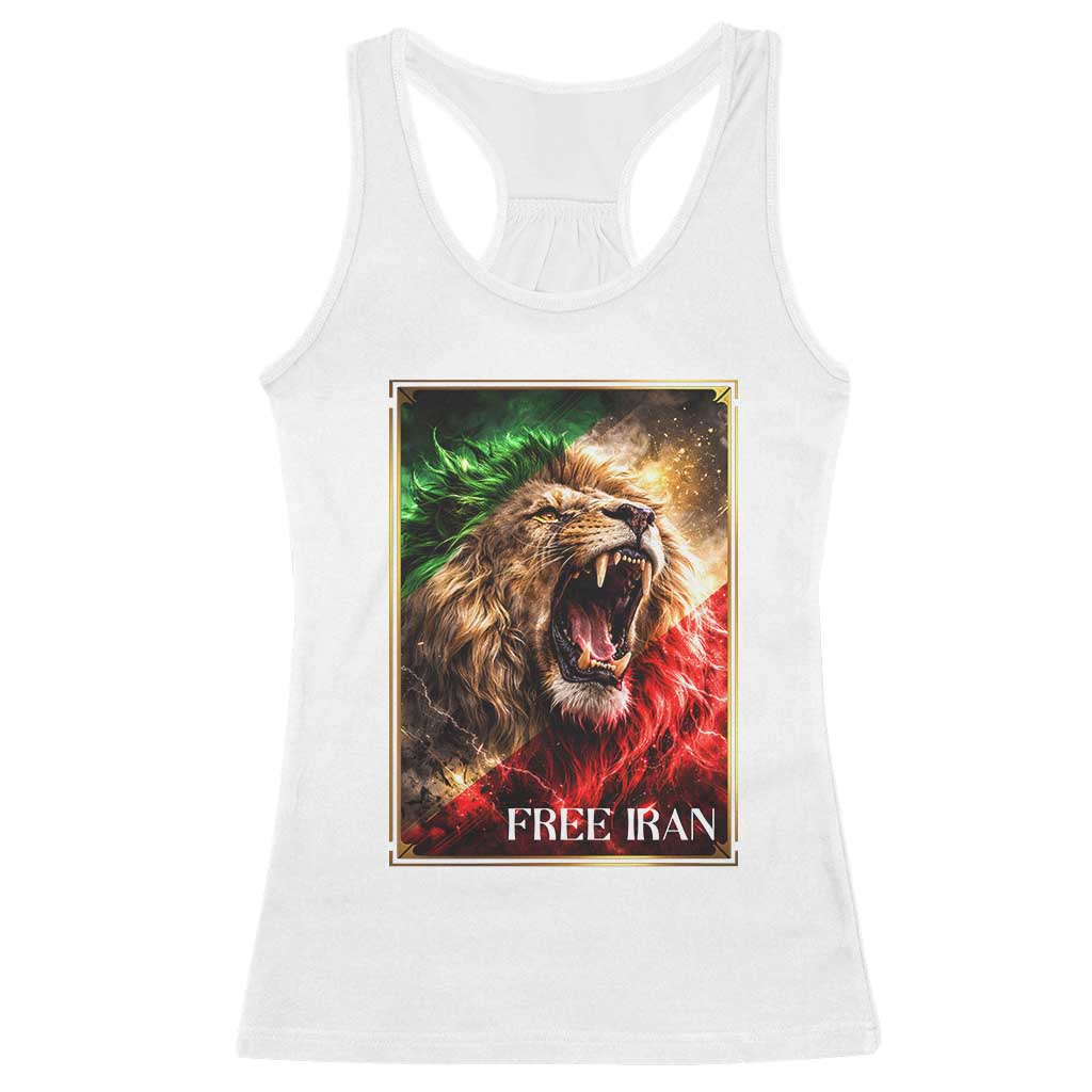 Free Iran Lion Racerback Tank Top Freedom Resistance Solidarity Movement Gift TS12 White Print Your Wear