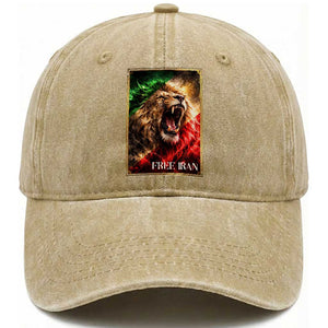 Free Iran Lion Washed Cotton Baseball Cap Freedom Resistance Solidarity Movement Gift TS12 Print Your Wear