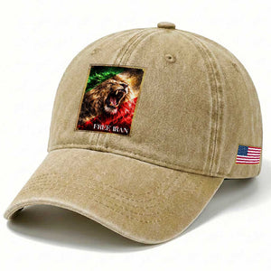 Free Iran Lion Washed Cotton Baseball Cap Freedom Resistance Solidarity Movement Gift TS12 Print Your Wear