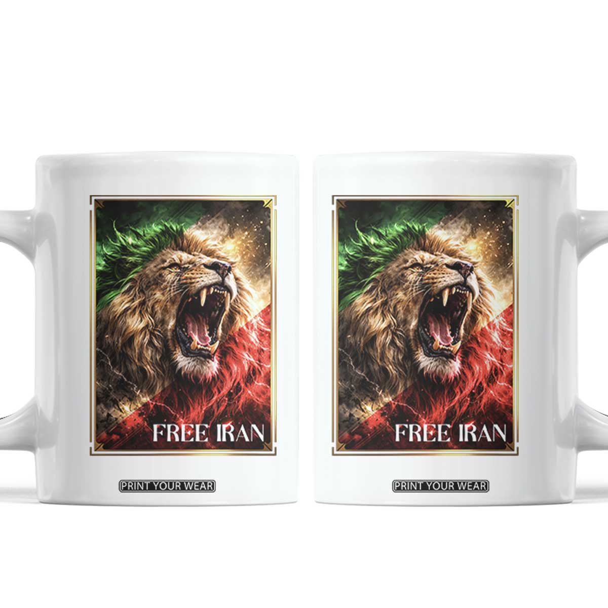 Free Iran Lion Coffee Mug Freedom Resistance Solidarity Movement Gift TS12 White Print Your Wear