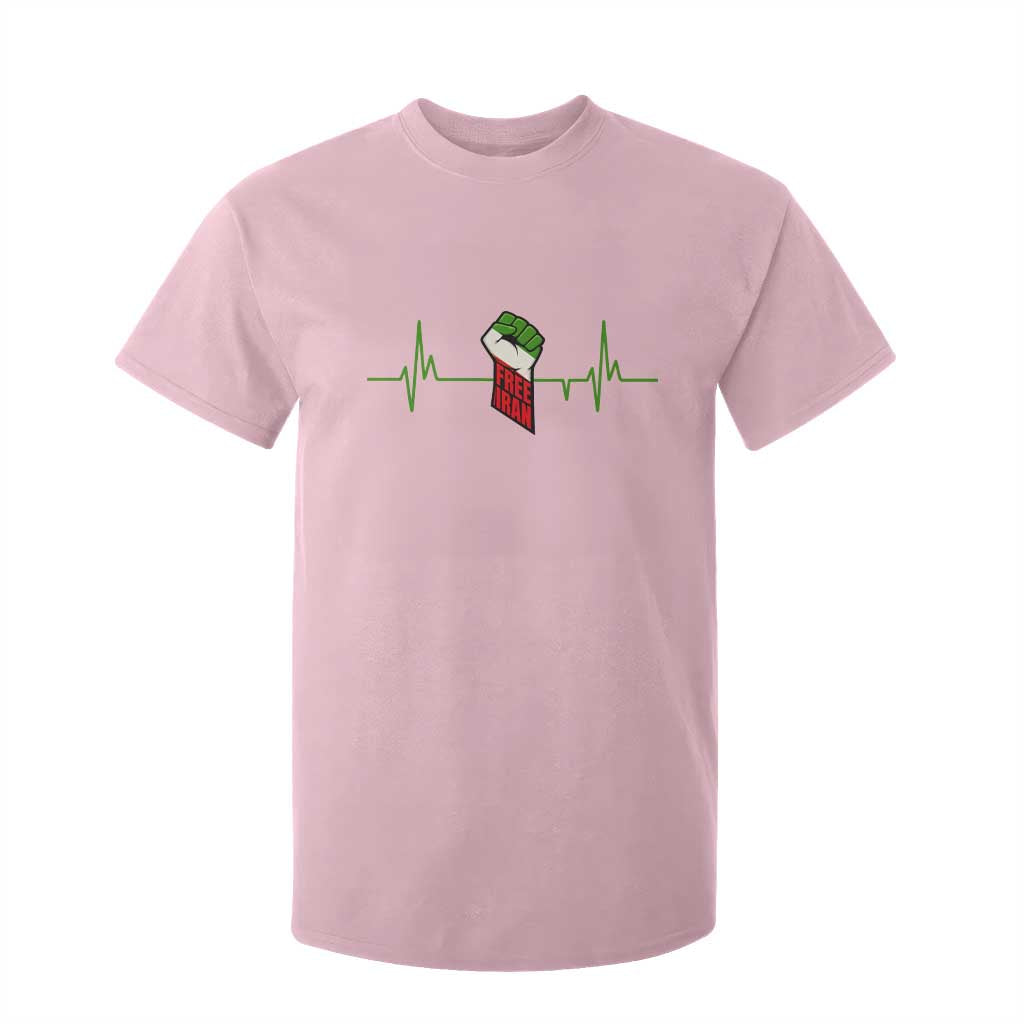 Free Iran T Shirt For Kid Patriotic Heartbeat Flag Movement Gift TS12 Light Pink Print Your Wear