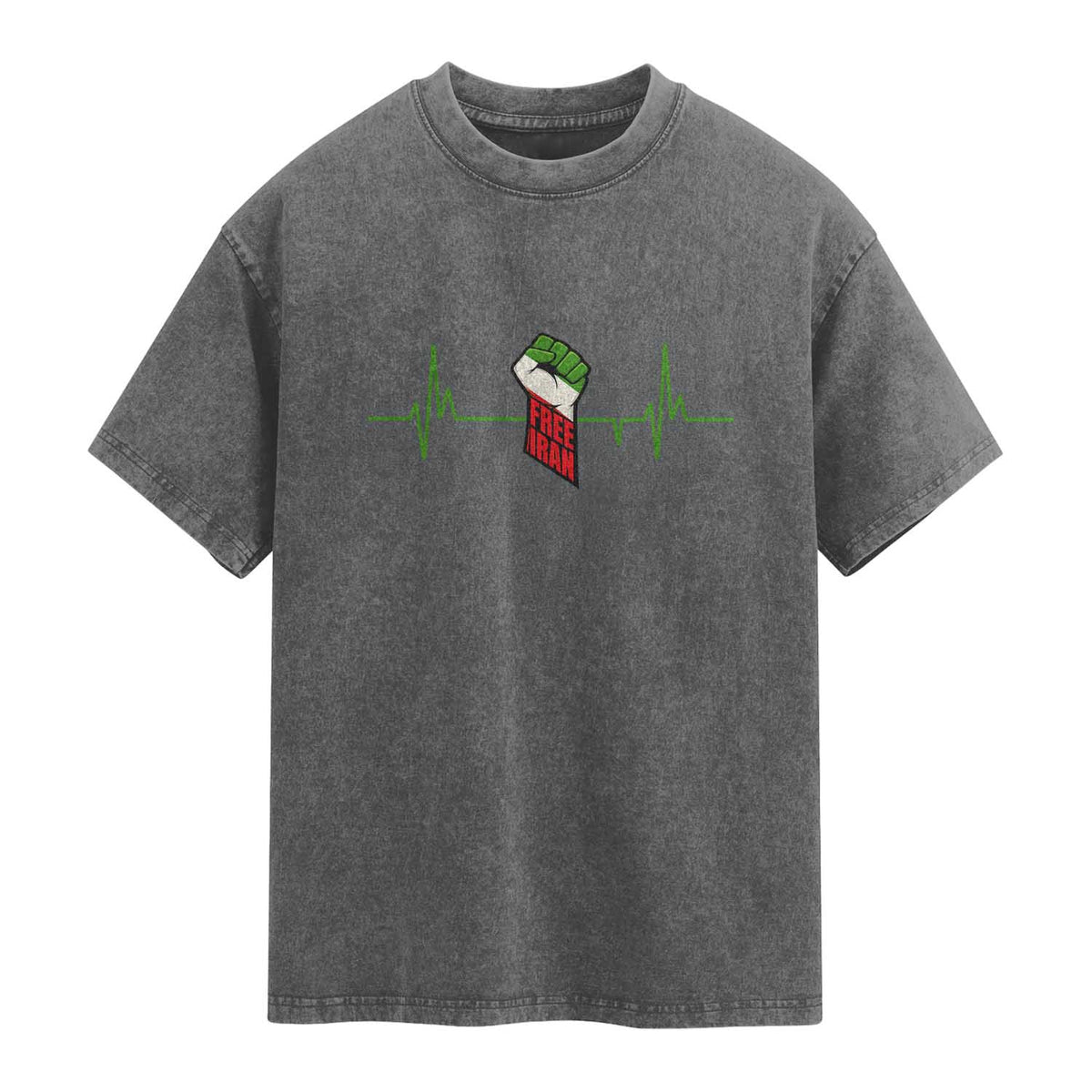 Free Iran Washed Cotton T-Shirt Patriotic Heartbeat Flag Movement Gift